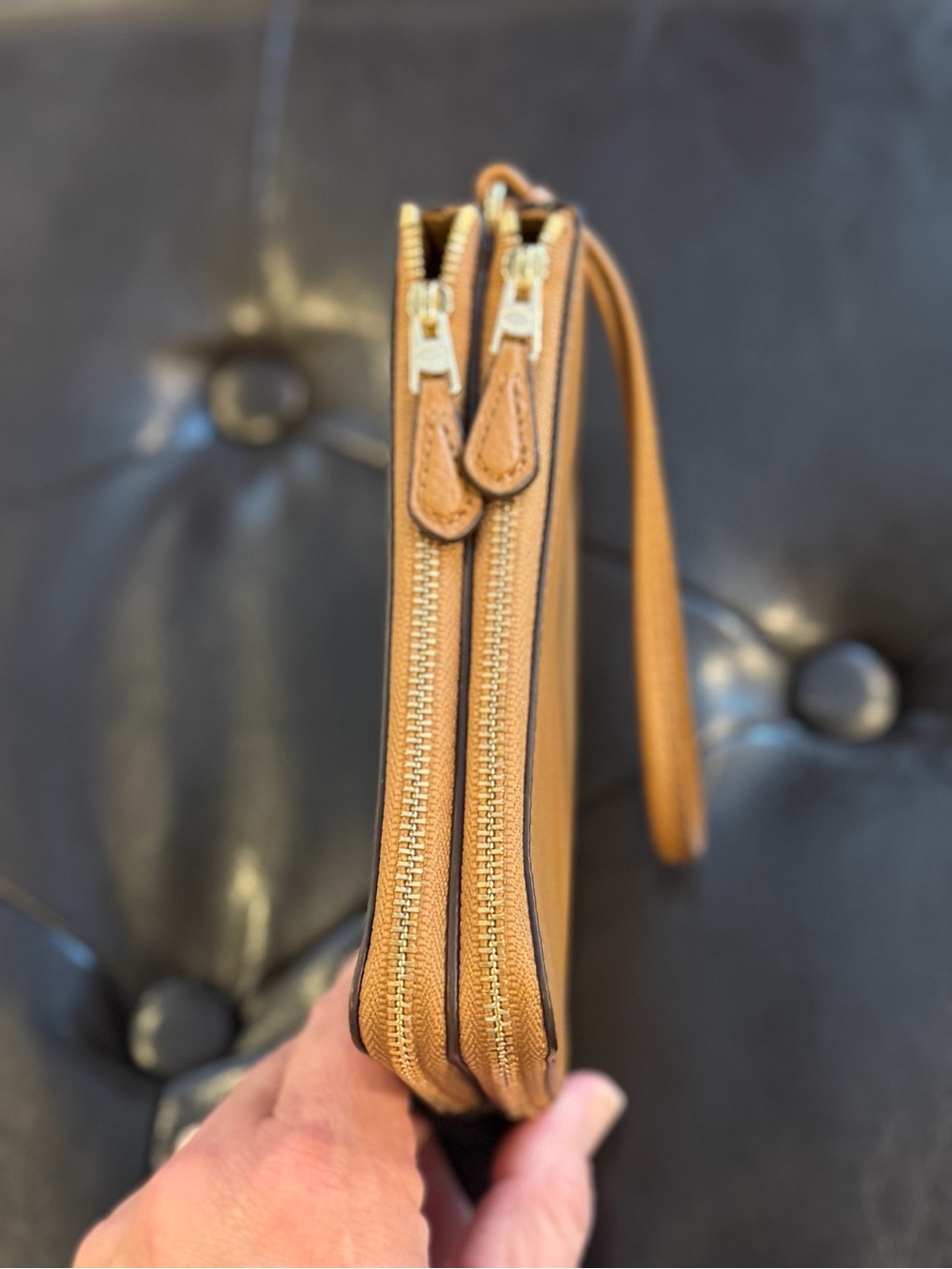 COACH Pebble Leather Wristlet in Tan - Picture 4 of 4